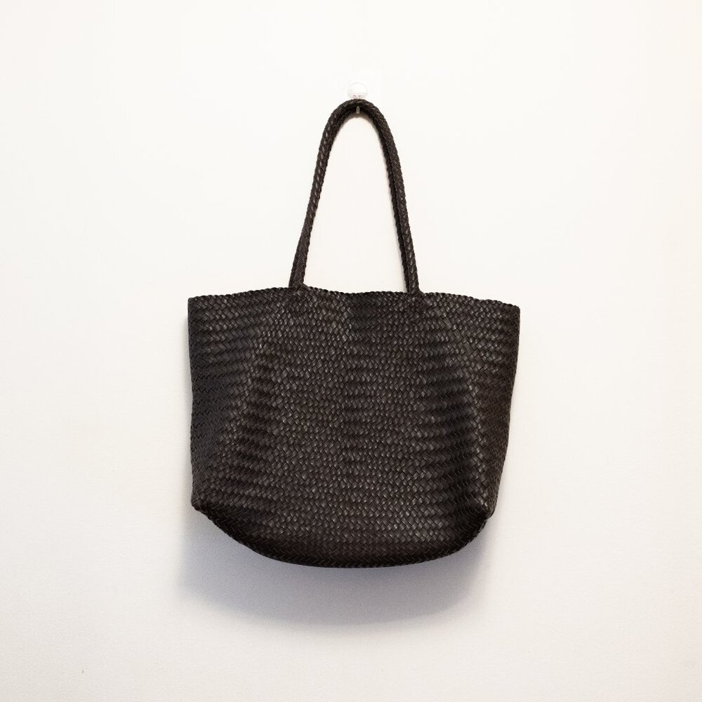 Madewell The Handwoven Leather Tote coffee bean color